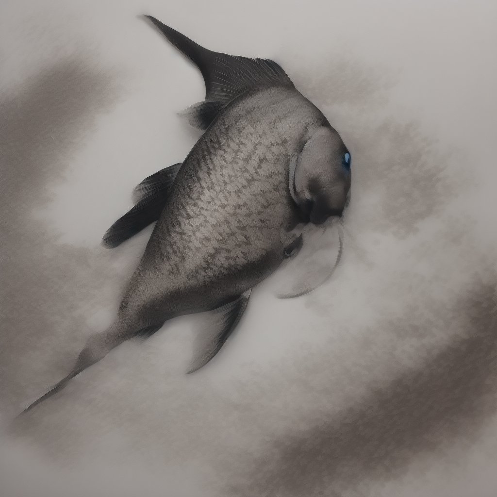 墨絵の中に消えた魚。
Fish disappeared in an Ink painting.
Fisch, der in einem Tuschebild verschwindet.
수묵화 속 사라진 물고기.
Peixe a desaparecer numa pintura a tinta.
#AIart #AIArtwork