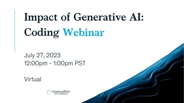 BostonNewTech's tweet photo. Experience the future of artificial intelligence with QuantumBlack, AI by McKinsey: Impact of generative AI: Coding event! This July 27th at 12:00 pm PST.
RSVP: https://t.co/ff0qqizUsn
#freewebinar #AI #quantumblack #ml https://t.co/43xbDMdqyc