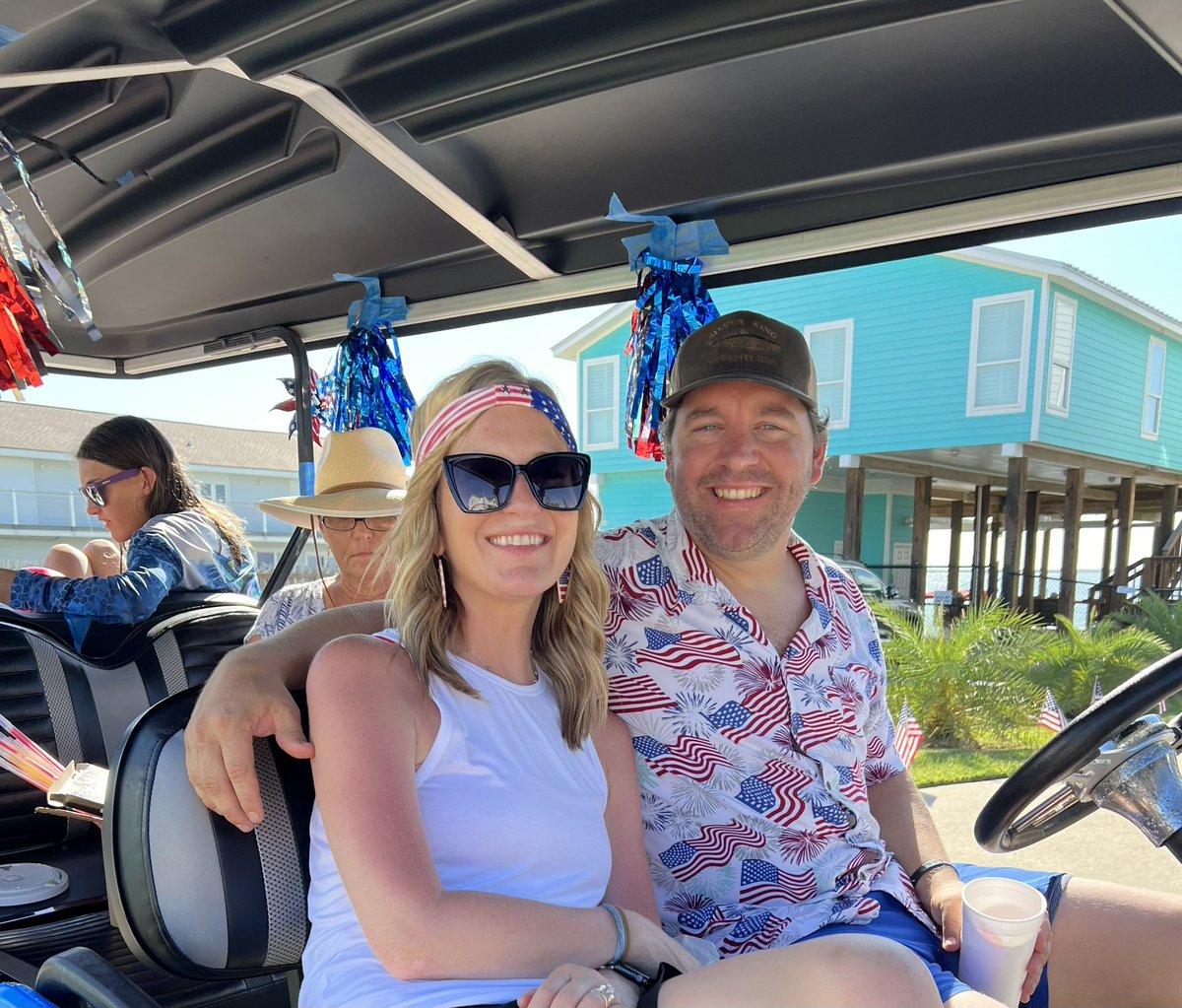 We had a fun time celebrating the 4th of July in the Tiki Golf Cart Parade! ❤️🤍💙 #HayesHawks