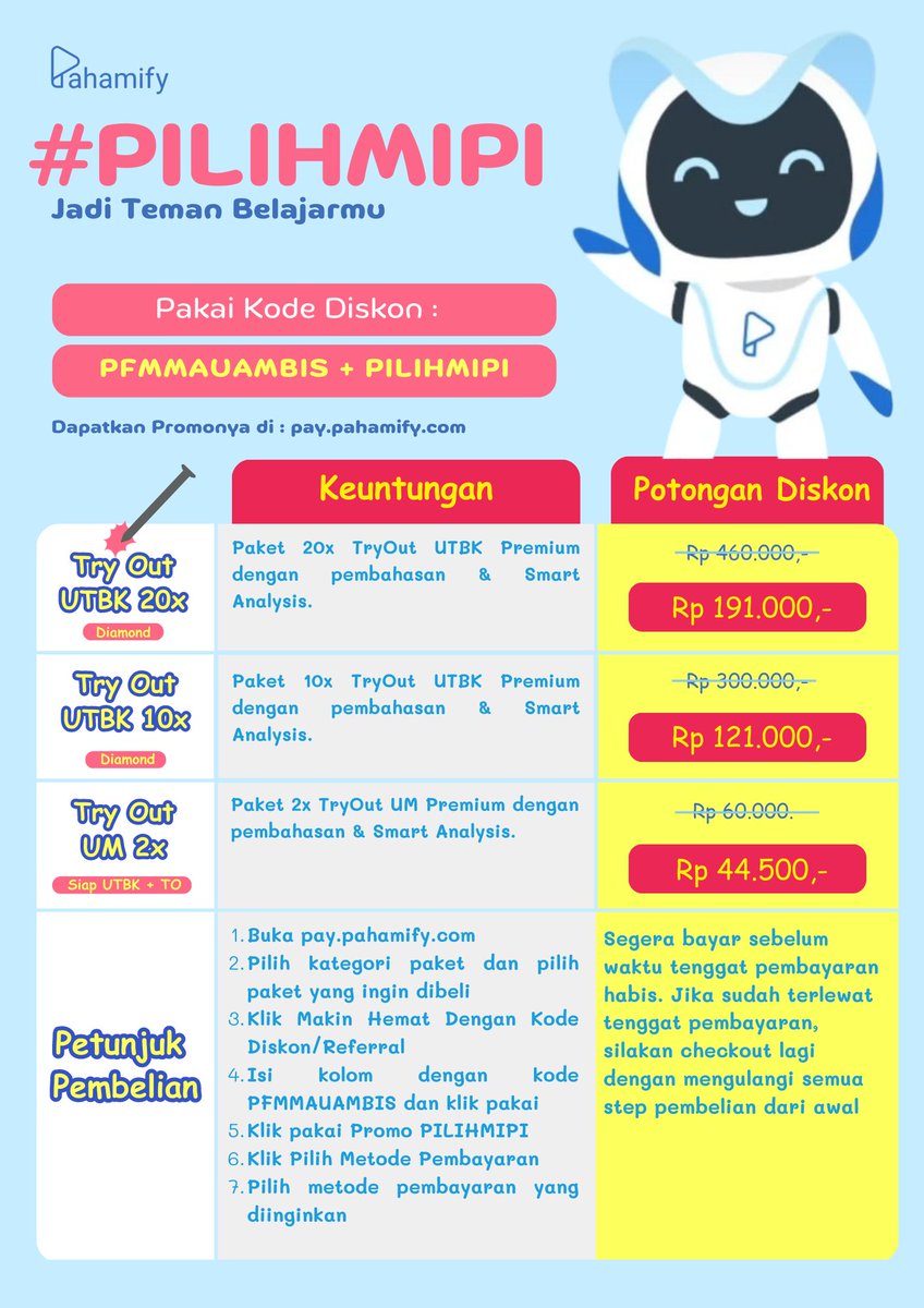 Haloo mootss..Yang mau langganan pahamify bisa bgt pake kode promoku yaa
nanti harganyaa jadi lebih muraah kayak difotoo 
Kalauu mau tanya2 dulu silakann buangett .. dm juga bolee loo
#zonauang #zonajajan tag: mipy zenius rg snbt utbk