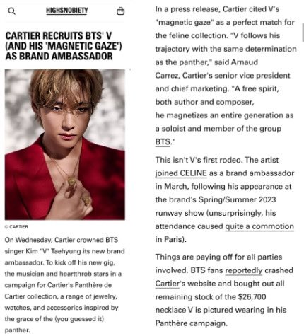 Hallyutalk on Instagram: BTS member V has been announced as the new global brand  ambassador of jewellery brand Cartier. #bts #v #thv #kimtaehyung  #hallyutalk #hallyutalkofficial