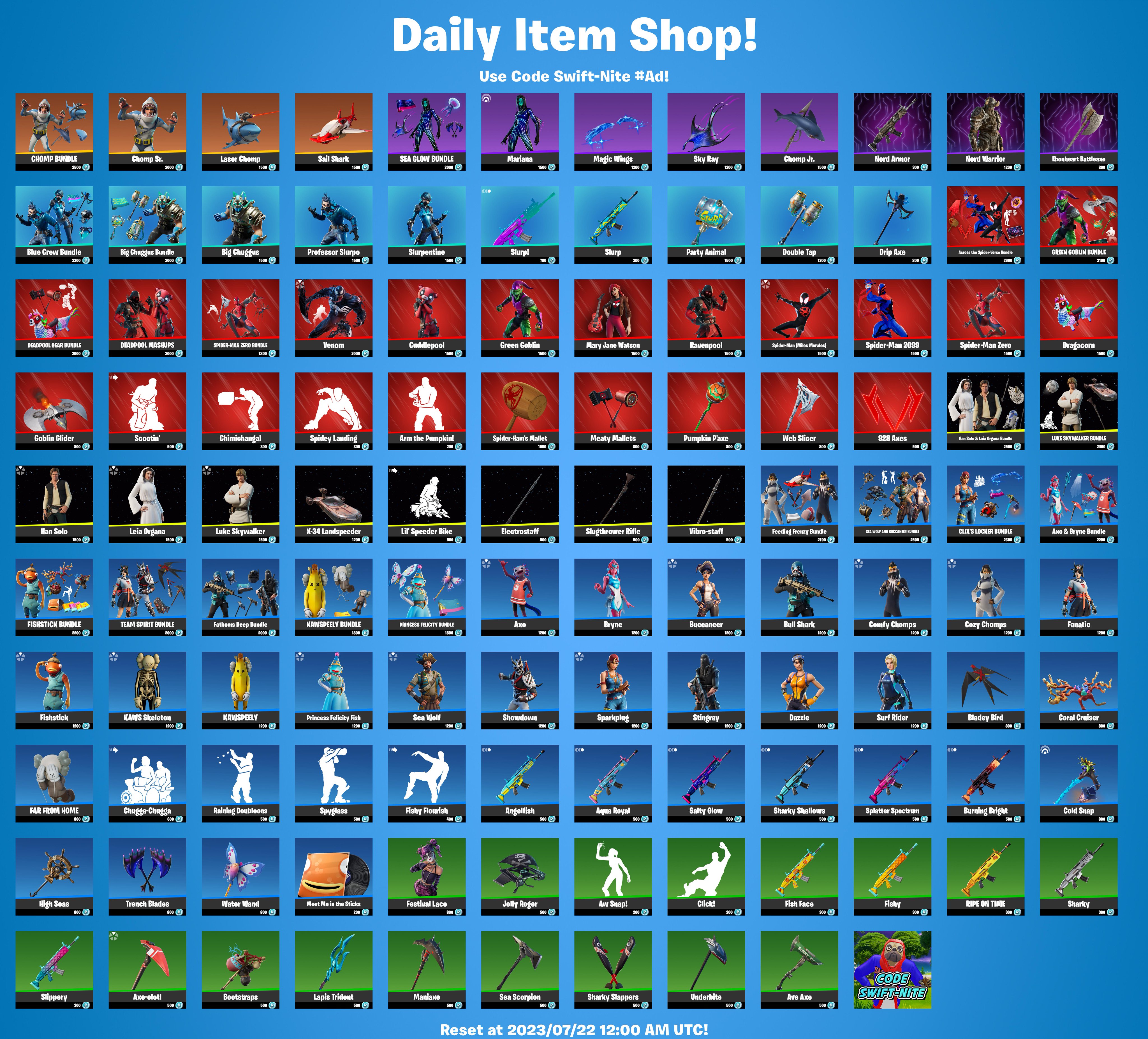 Fortnite Item Shop (Taylor's Version) on Twitter "Item Shop Update for 2023/07/22! What are