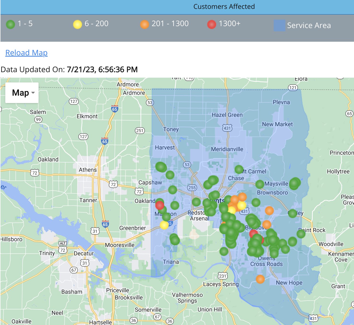 Huntsville Utilities on Twitter "POWER OUTAGE UPDATE MADISON COUNTY
