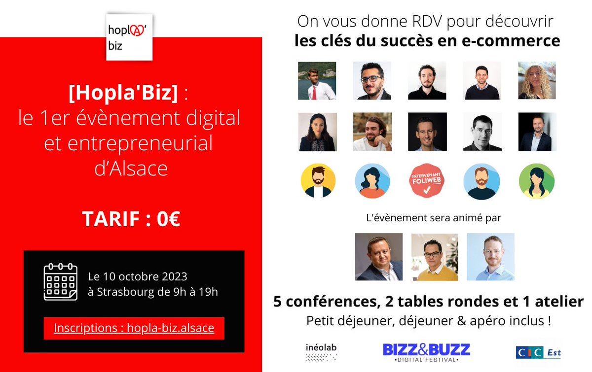 Le nouveau site est lancé : hopla-biz.alsace
La date est confirmée : 10/10/2023
Les invité.e.s, presque tous et toutes, annoncés 😃