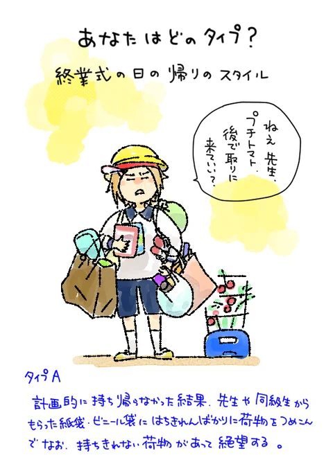 最近は重い荷物はなるべく控えて、置き勉OKになってきたからあまり見かけないけれど・・・ 性格が出ますね。