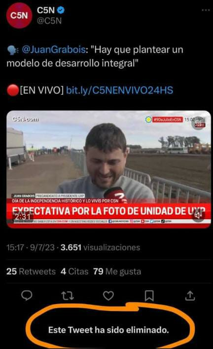 paulaabalmedina's tweet photo. No cuenten la nota del 9 de julio en la inauguración del GPNK porque lo borraron inmediatamente.
Desde el 24 de junio cuando se oficializaron las candidaturas para las PASO Massa aparece 28 veces en el feed de IG de @C5N, lejos de Messi con 13, Larreta 7 y @JuanGrabois 0 (cero) https://t.co/ETlUQKfOTu