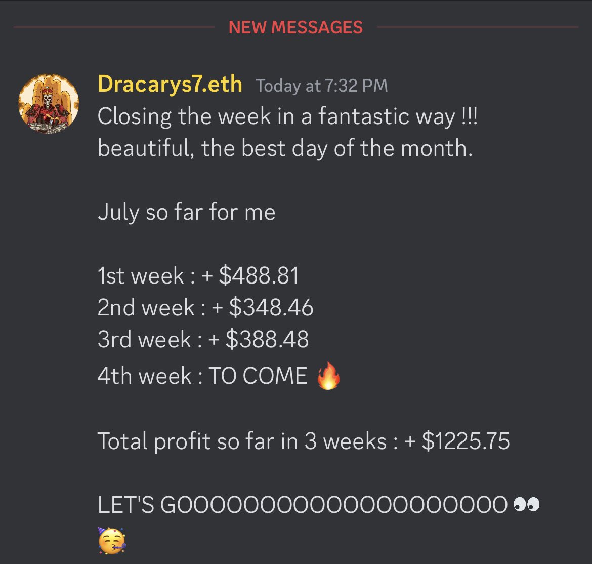 Our holders making tons of profit every single week with us. 

There’s a reason why we’re still here and slowly growing. Treasury up more than 10% this month alone. 

Building in silence with our community 👑

Soon to be even more exclusive too. 🤫