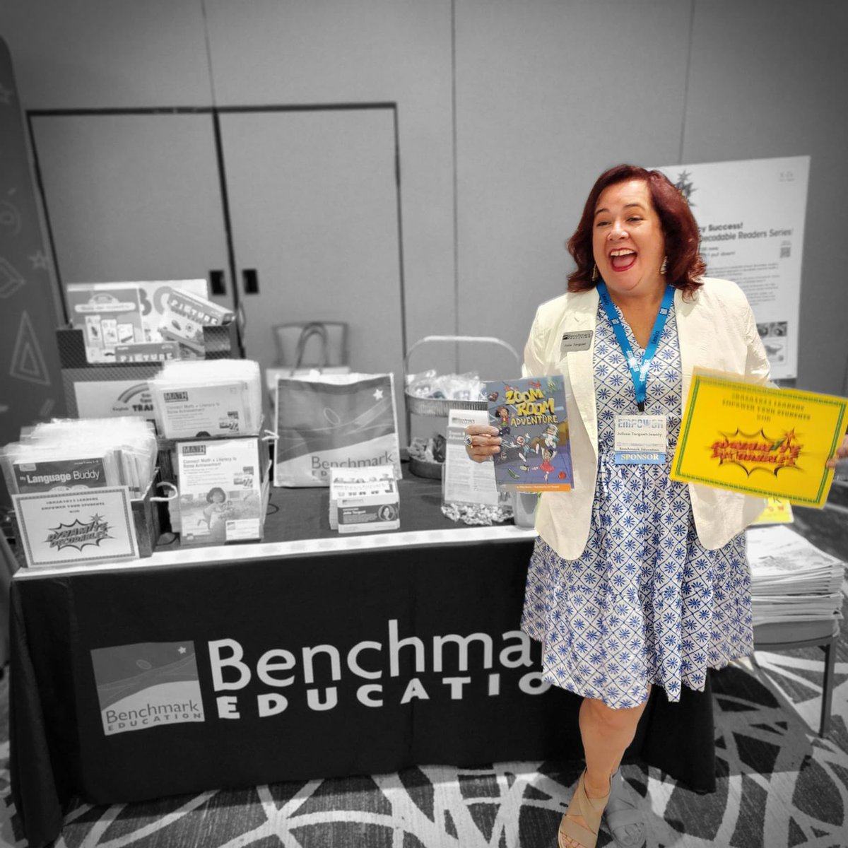 Sharing my excitement about our #DynamiteDecodables <a href="/DASA1498/">DASA</a> with wonderful administrators!
Thank you for visiting <a href="/BenchmarkEdu/">Benchmark Education</a> 
Admins please drop by tomorrow from 8am-9pm for samples #DASA2023 
EMPOWER your students!! 📚🎉💙💛❤️🎊📚