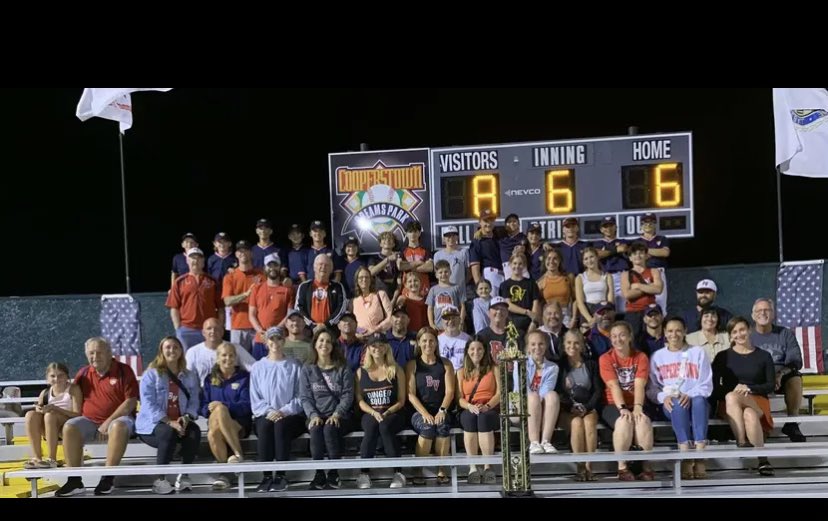 bvbaseball20's tweet photo. I’m proud to announce BV 12s Red won the Cooperstown Dreams Park Tourney last night beating Mission Baseball, NC in a thrilling 8-6 game! This is the programs 14th title at Dreams Park and our 19th finals appearance! I’m so proud to have coached this team! #BVFamily #ProudCoach https://t.co/9ijMXCtxv8
