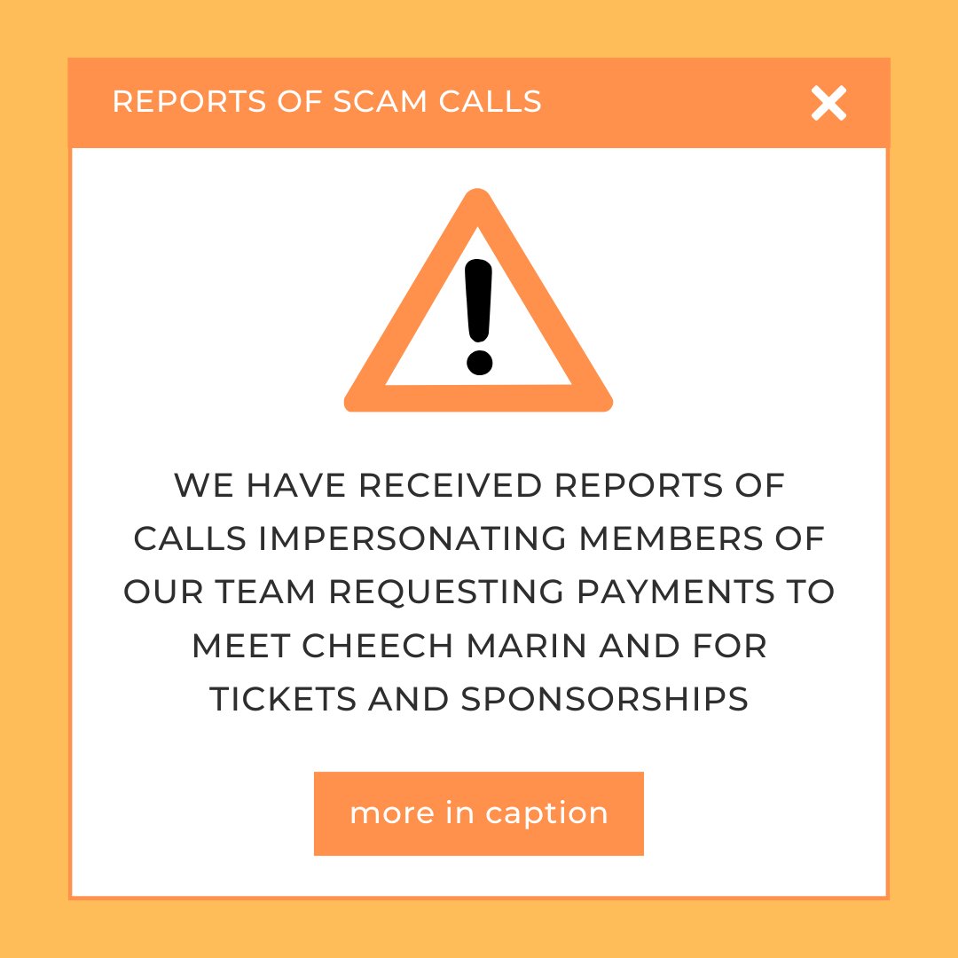 SCAM ALERT. There are people impersonating members of our team requesting payments to meet Cheech Marin and for tickets and sponsorships. Unfortunately, these are scams. We are working with the local authorities to investigate, please contact us if this happens to you.