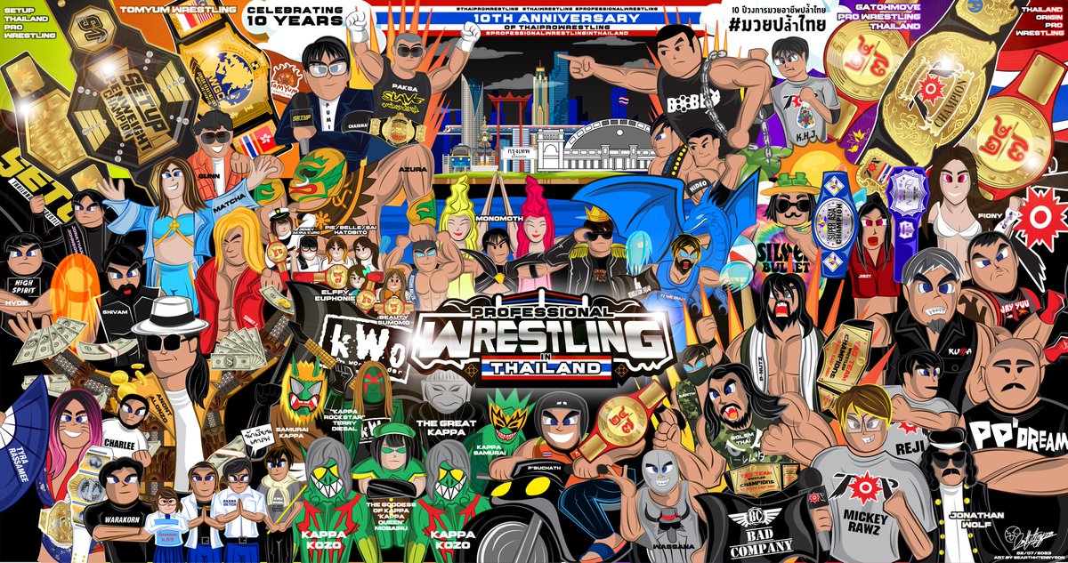 earthtennyson95's tweet photo. 10 Years of Professional Wrestling in Thailand 10 ปีแห่งวงการมวยปล้ำอาชีพไทย 

https://t.co/tZFxpkTOmr
#ThaiProWrestling #Thaiwrestling #มวยปล้ำไทย #ProfessionalWrestling #ProfessionalWrestlinginThailand #SetupTH #TopDojo #ThailandOriginProWrestling #SetupThailandProWrestling https://t.co/zSGwgDnPMe