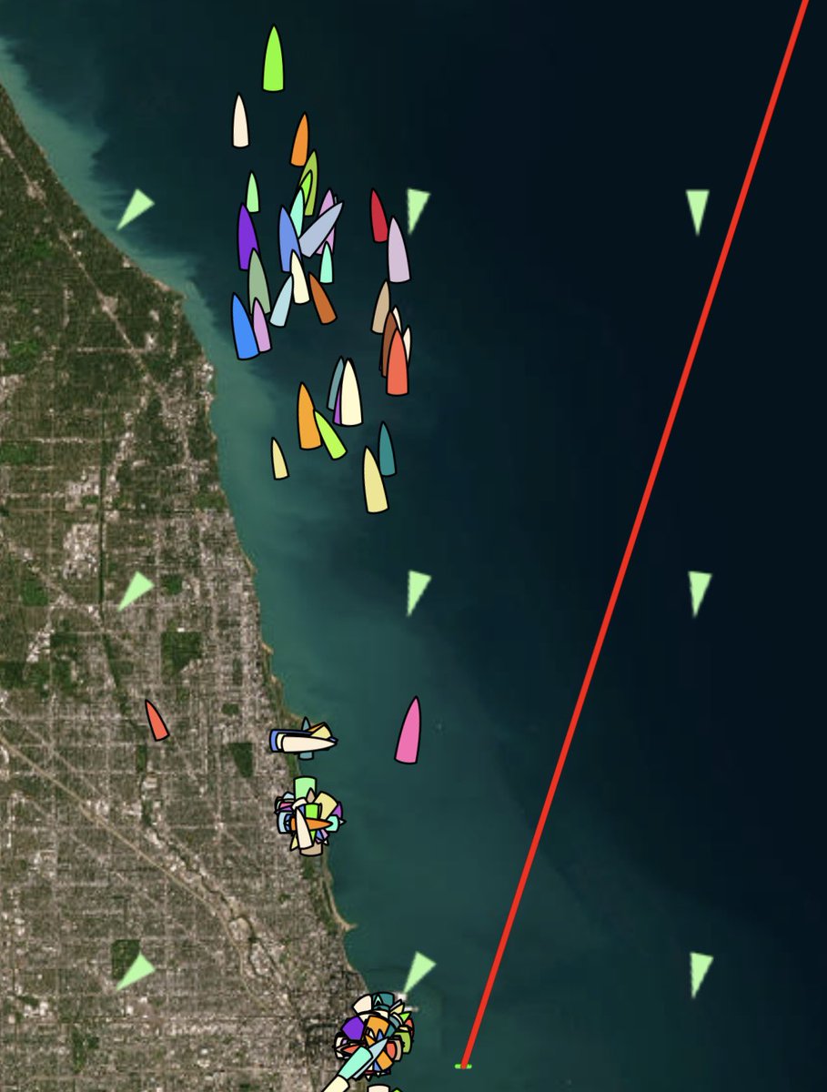 Early left for the cruisers, hoping the forecasts hold up. Some of my favorite meals have been sunset dinners in that fleet. #cycrtm #mackinac