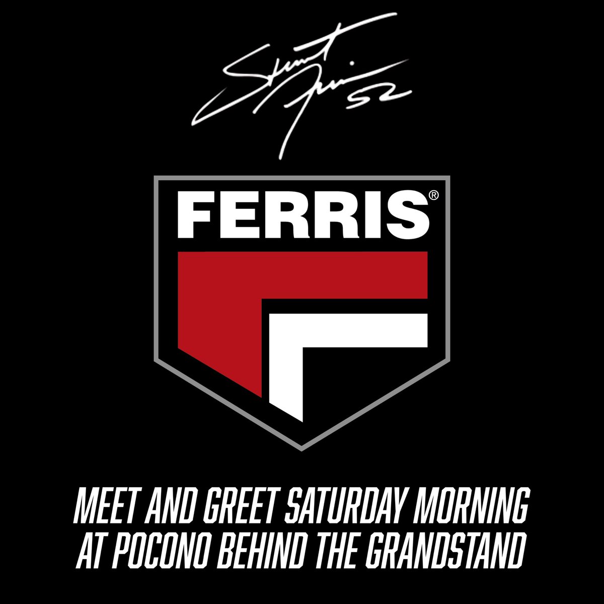 StewartFriesen's tweet photo. ๐จ Weโre excited to see our fans on RACEDAY at Pocono Raceway! Weโll be in the @FerrisMowers booth behind the main grandstand from 10-10:30am! Stop by and get a limited edition Ferris HFR hero card! ๐จ #appearancealert @PoconoRaceway @NASCAR_Trucks @NASCAR https://t.co/tryebpF4Zu
