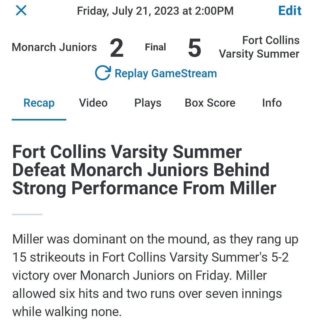 Fort Collins HS Baseball tweet media