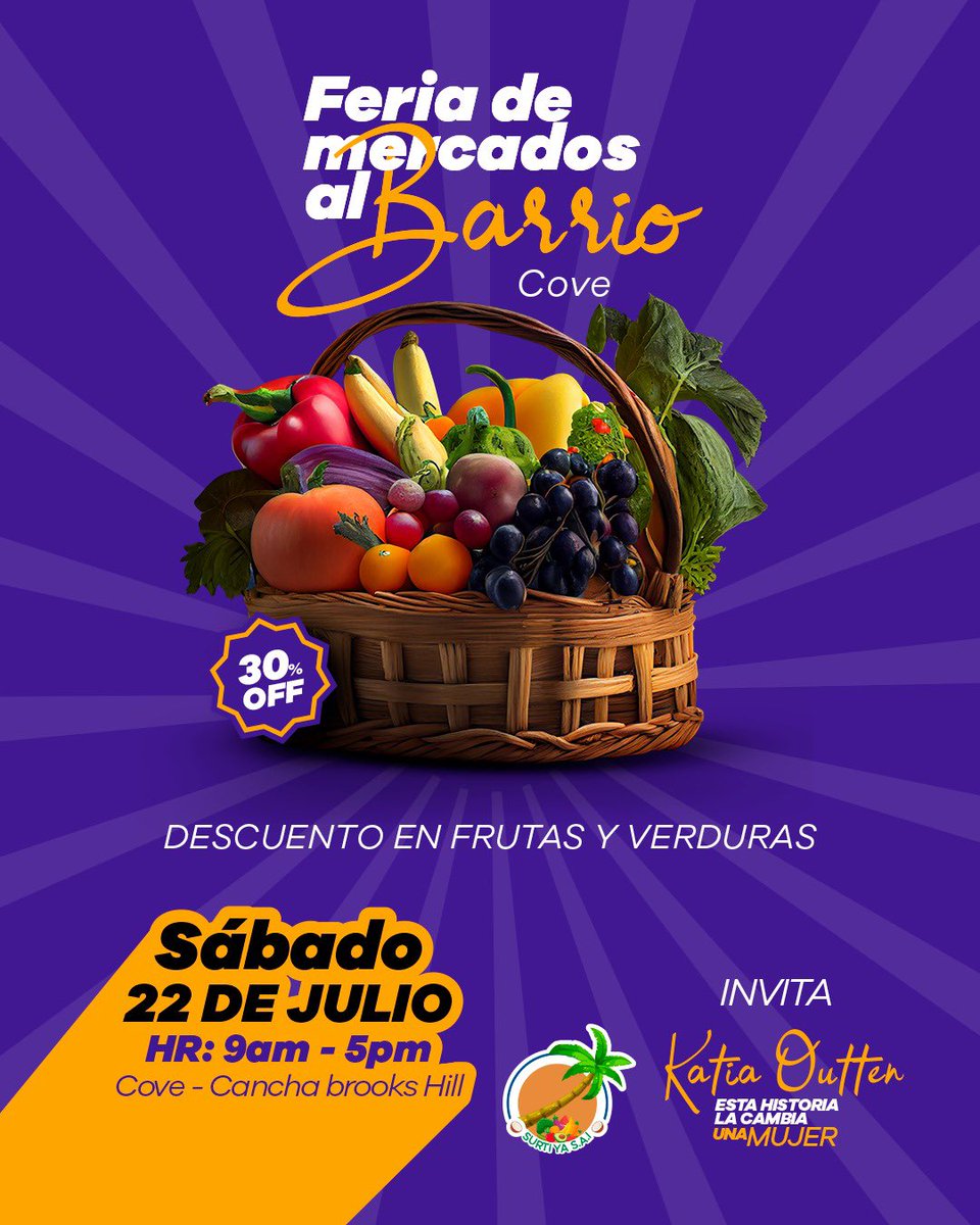 Continuamos fortaleciendo la unión y el bienestar de nuestra comunidad. Mañana 22 estaremos presentes en Cove. #FeriaDeMercados #EstaHistoriaLaCambiaUnaMujer