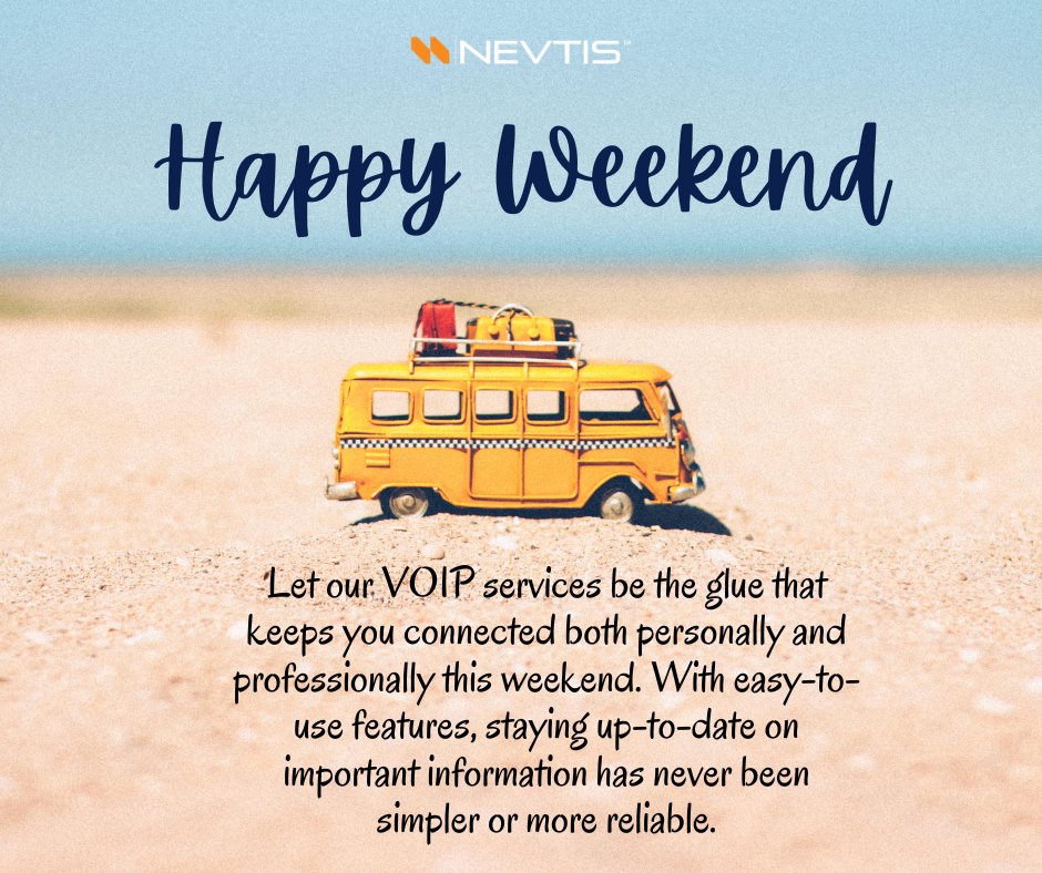NevtisConnect's tweet image. Wishing you a weekend filled with sunshine, laughter, and relaxation 😄 Take time to recharge and indulge in the simple pleasures that make life beautiful.

#WeKeepYouConnected #WeekendVibes #WorkOnTheGo