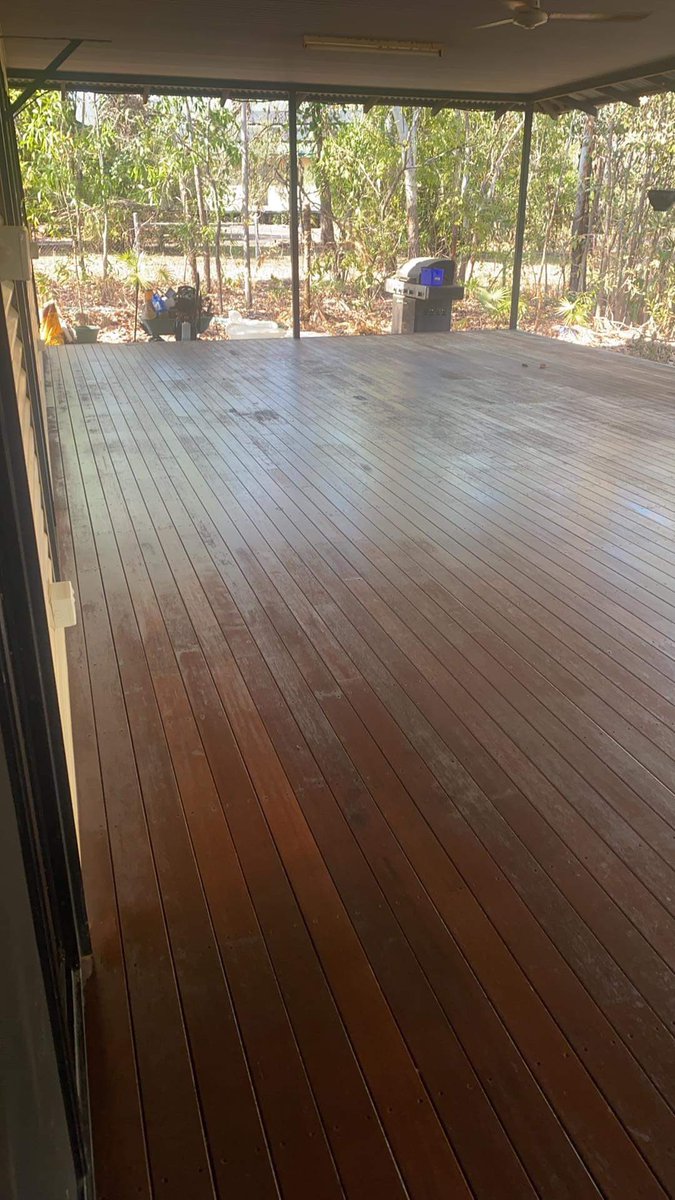 BruceSephton's tweet photo. Today’s adventure re seal the back deck lesson of the day I should have gone fishing and gotten someone else to do it 😂😂😂😂 https://t.co/BKpPyAbSIp