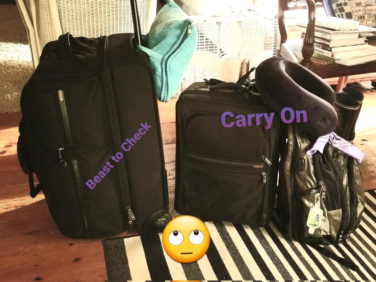 I'm breaking rules, aren't I? 
Uggghhhh...
The Beast was over 50 LBS so I had to do a massive unpack & repack putting heavier items in the carry-on. Let's hope it weighs in at 48 LBS. Lord have mercy. #PackingList reality HURTS! #GidgieAdventure #Peru #AmazonRiver 15:56:33!!!