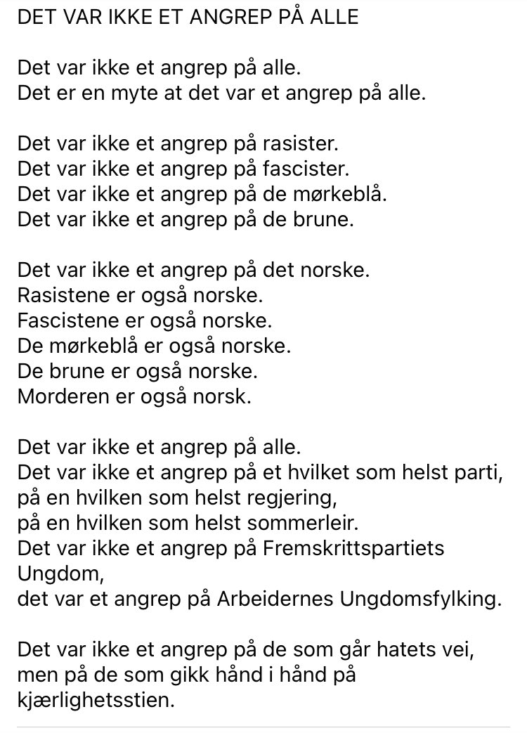 Stig Holmås' dikt er så flott❗️#22juli