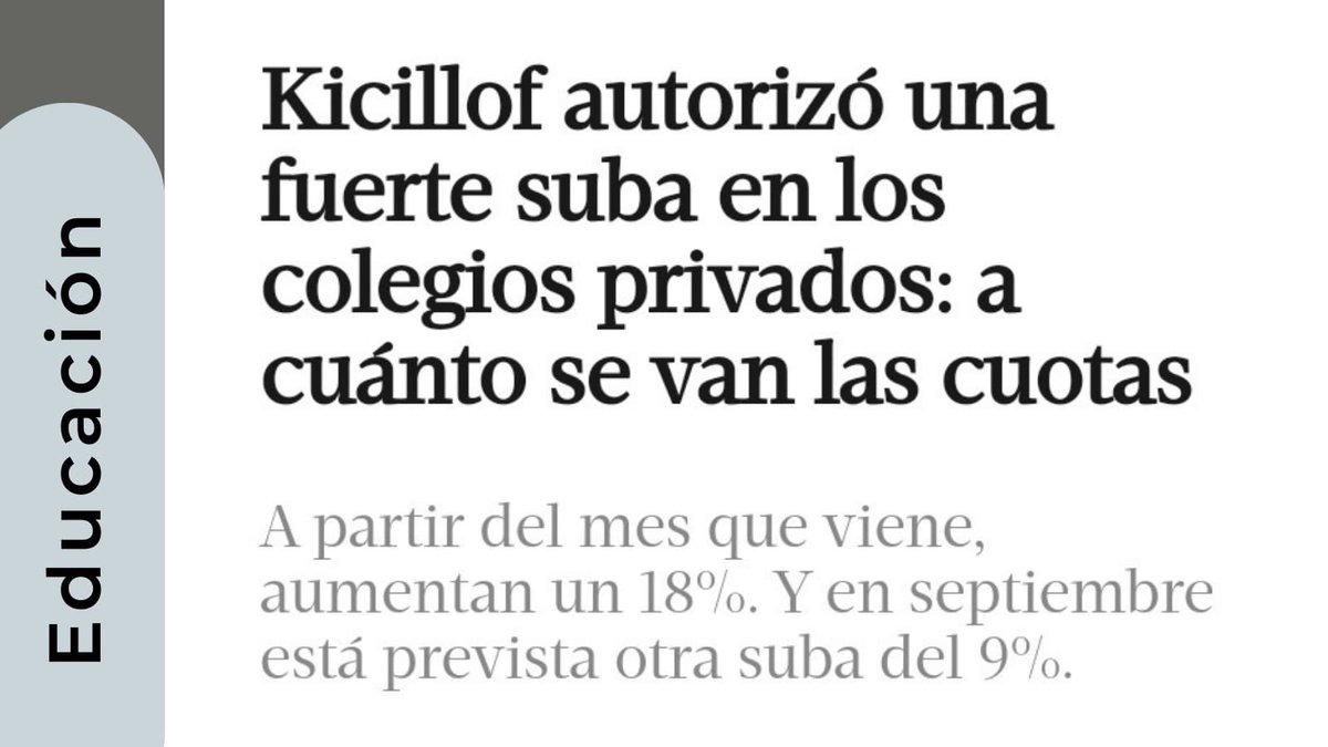 Lgoro's tweet photo. El gobierno ya no sabe cómo contener la inflación

Los colegios privados ya no saben cómo hacer frente a los aumentos docentes y las familias tampoco

Ahora el gobierno de Kicillof autorizó una suba del 27% que no solucionará el drama de los colegios privados endeudados https://t.co/pNZdzVorAS
