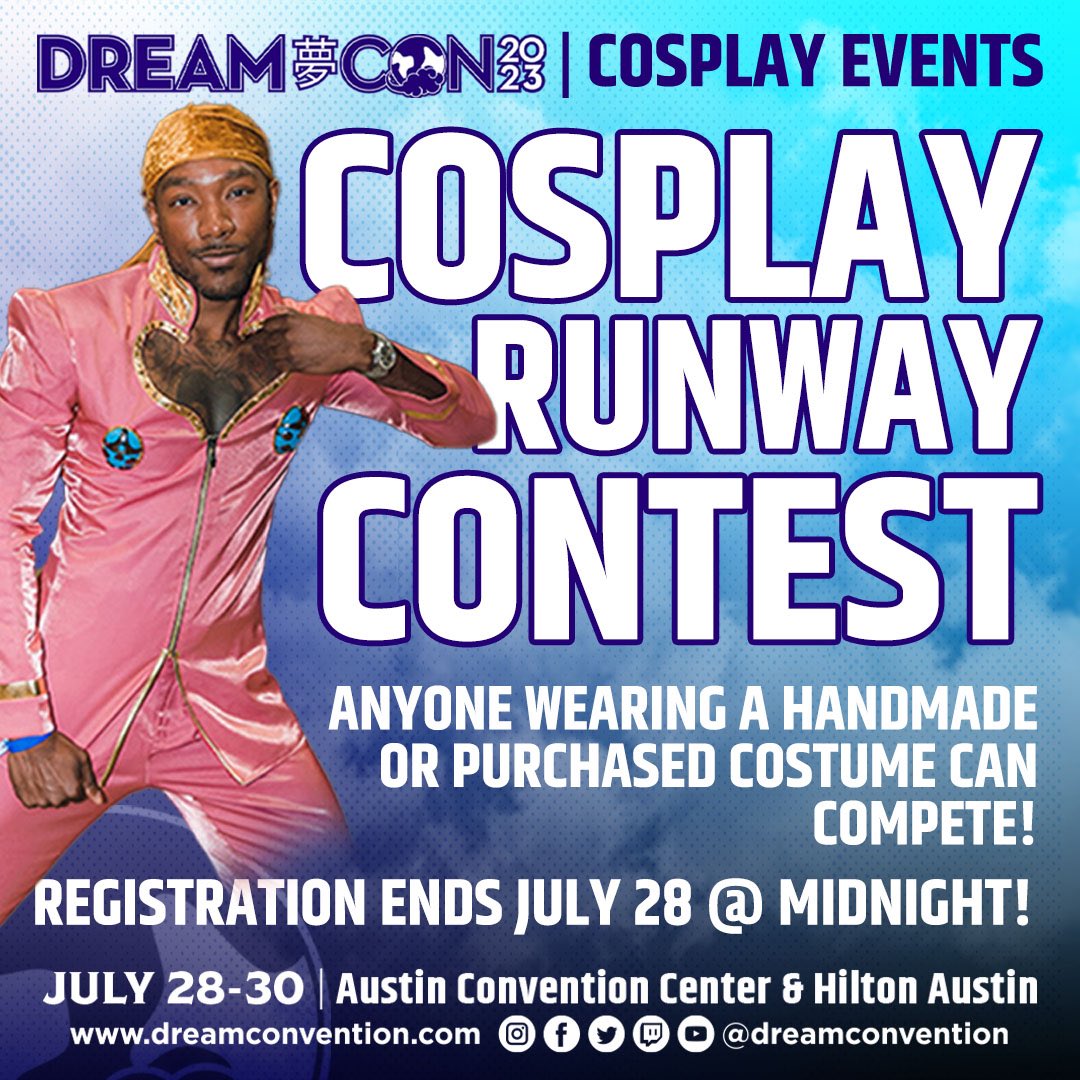 dreamconvention's tweet photo. What’s a con without Cosplay? In addition to our Cosplay Contest, there are other ways for cosplayers of all levels of experience to get involved! Checkout our Cosplay Runway Contest. Application linked below.

(1/2)

🔗 https://t.co/MqvAU4RVGX https://t.co/ZHw1frBqJk