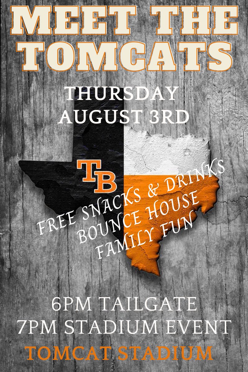 It's that time of year again! Mark your calendars for Thursday, August 3rd! <a href="/TBHSAthletics/">Tom Bean Athletics</a> <a href="/TBTomcatFball/">Tomcat Football</a>