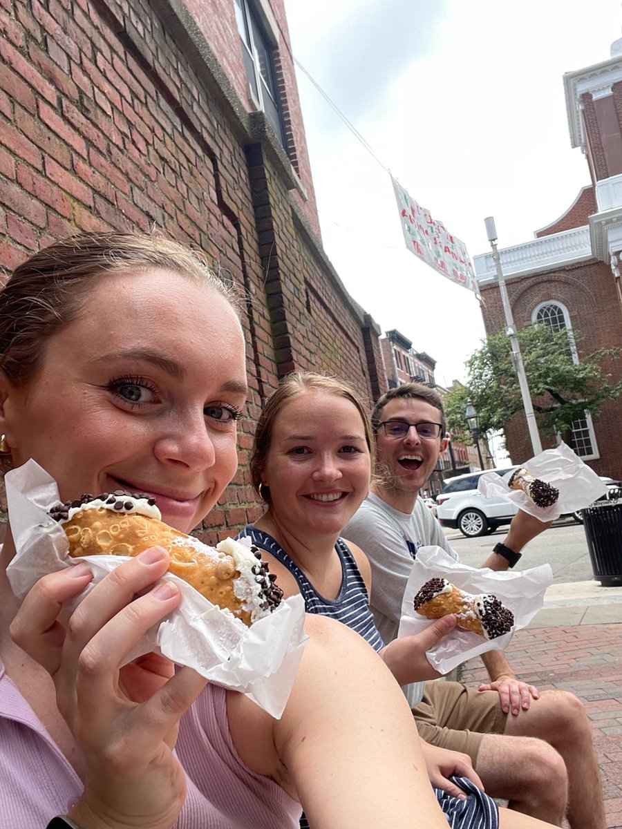 kecklabuw's tweet photo. A successful week at the 2023 FASEB Helicases and Nucleic Acid-based Machines meeting in MA! Congrats to Alex Duckworth and Haley Deorio for winning a best-poster award! Also pictured are Sarah, Haley and Alex enjoying some Boston cannolis and taking boat day to a whole new level https://t.co/AmmwrlrDnr