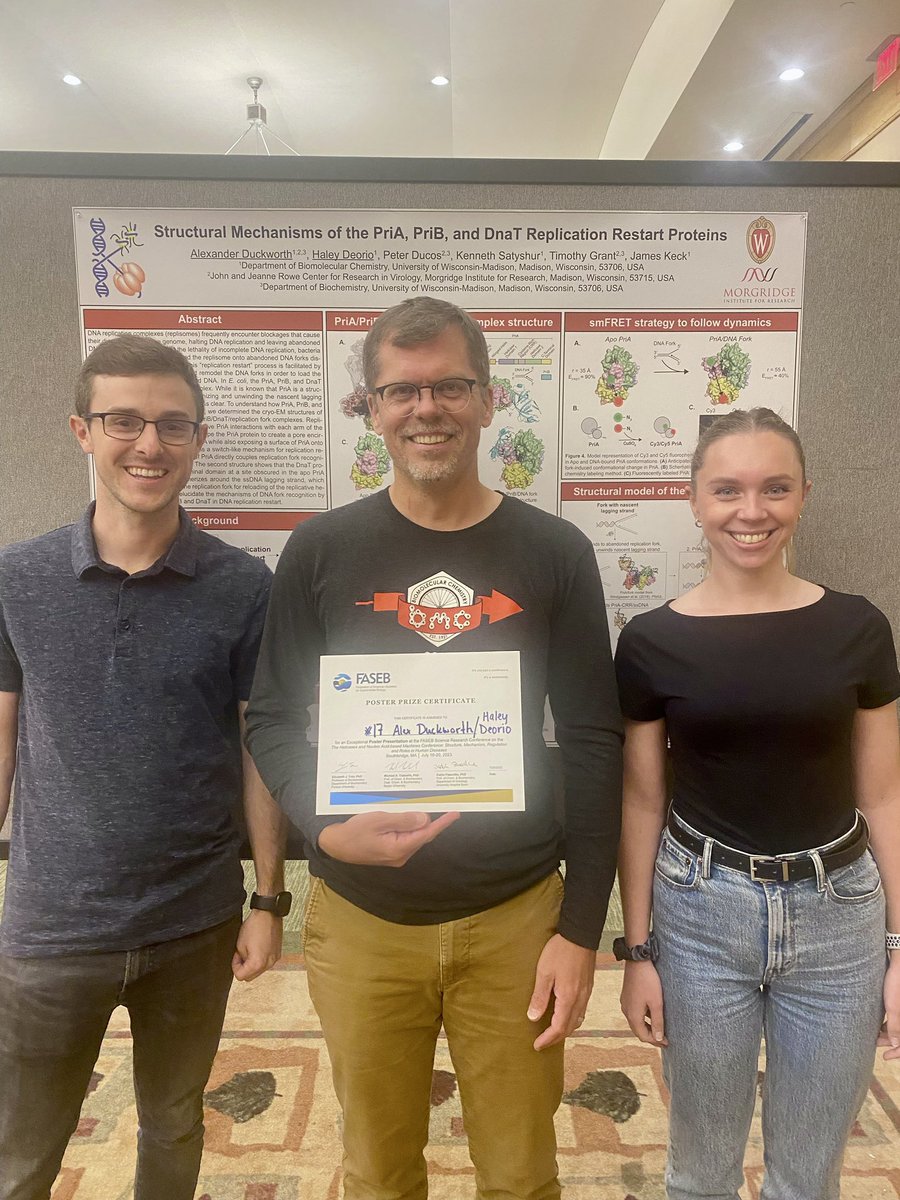 kecklabuw's tweet photo. A successful week at the 2023 FASEB Helicases and Nucleic Acid-based Machines meeting in MA! Congrats to Alex Duckworth and Haley Deorio for winning a best-poster award! Also pictured are Sarah, Haley and Alex enjoying some Boston cannolis and taking boat day to a whole new level https://t.co/AmmwrlrDnr