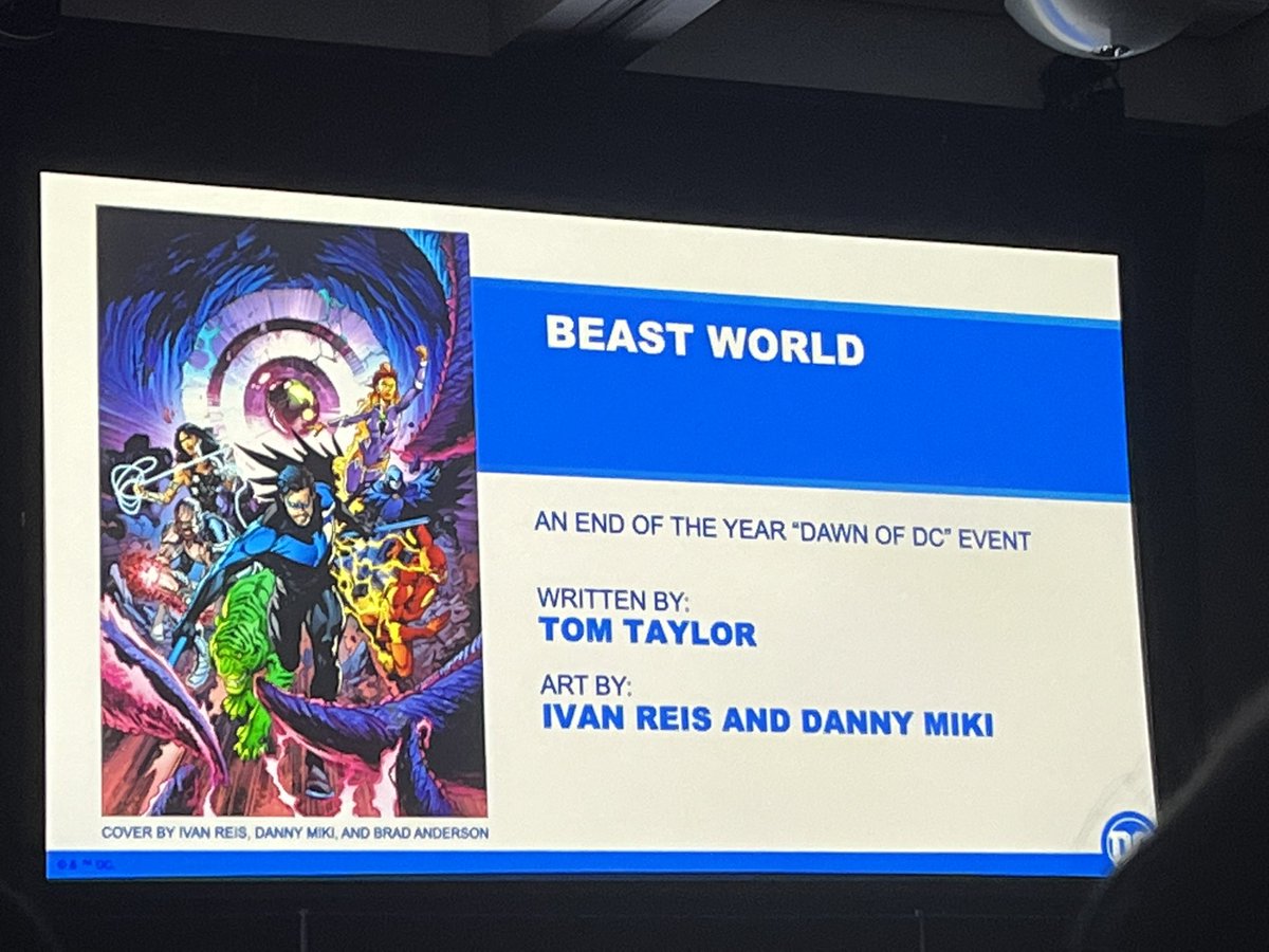 The ‘big’ DC announcement is “Beast World” by Tom Taylor. Beast Boy is becoming Starro (Garro). Beast Boy will be the greatest threat to the DCU #DCatSDCC