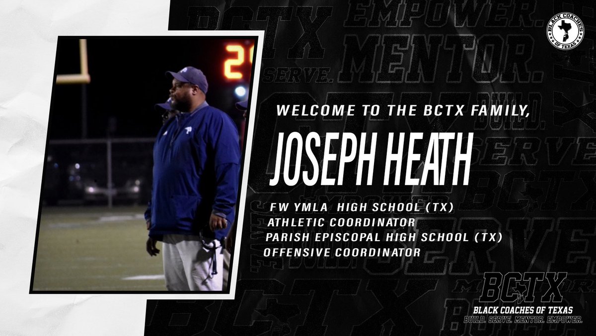Welcome to the #BCTX🫱🏾‍🫲🏿 family @CoachJHeath!

Build. Serve. Mentor. Empower.

Join the #BCTX🫱🏾‍🫲🏿 today!