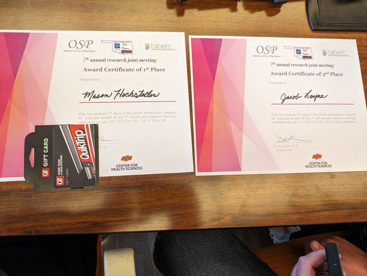 MasonH277's tweet photo. Another poster done. Participated in the 7th annual research joint meeting at OSU-CHS today. I took home first place for my poster and my fellow lab mate @jacobdlayne got third place both in the graduate student category! It was a good day of research and presentations! https://t.co/r9DraL4W8c