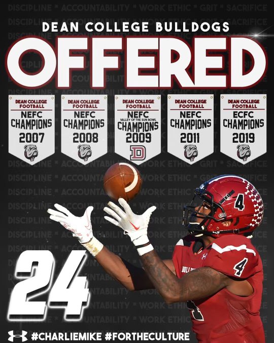 I am honored and blessed to announce that following a great conversation with Coach Harman, I have received my 10th official offer from Dean College. @Trnch_Warriors @TD_HARM @DeanCollegeFB
