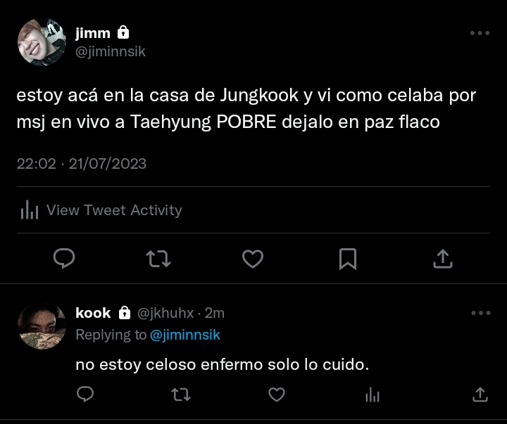 fckvth's tweet photo. #au #kooktae | confused feelings

donde th está enamorado de jk, su mejor amigo, quien no lo ve de la misma manera.
sin embargo, cuando th empieza a salir con otros chicos, jk comienza a experimentar sentimientos inusuales que jamás creyó sentir.

#kooktaeau #kookvau #kookv https://t.co/IIpUuzDvPk