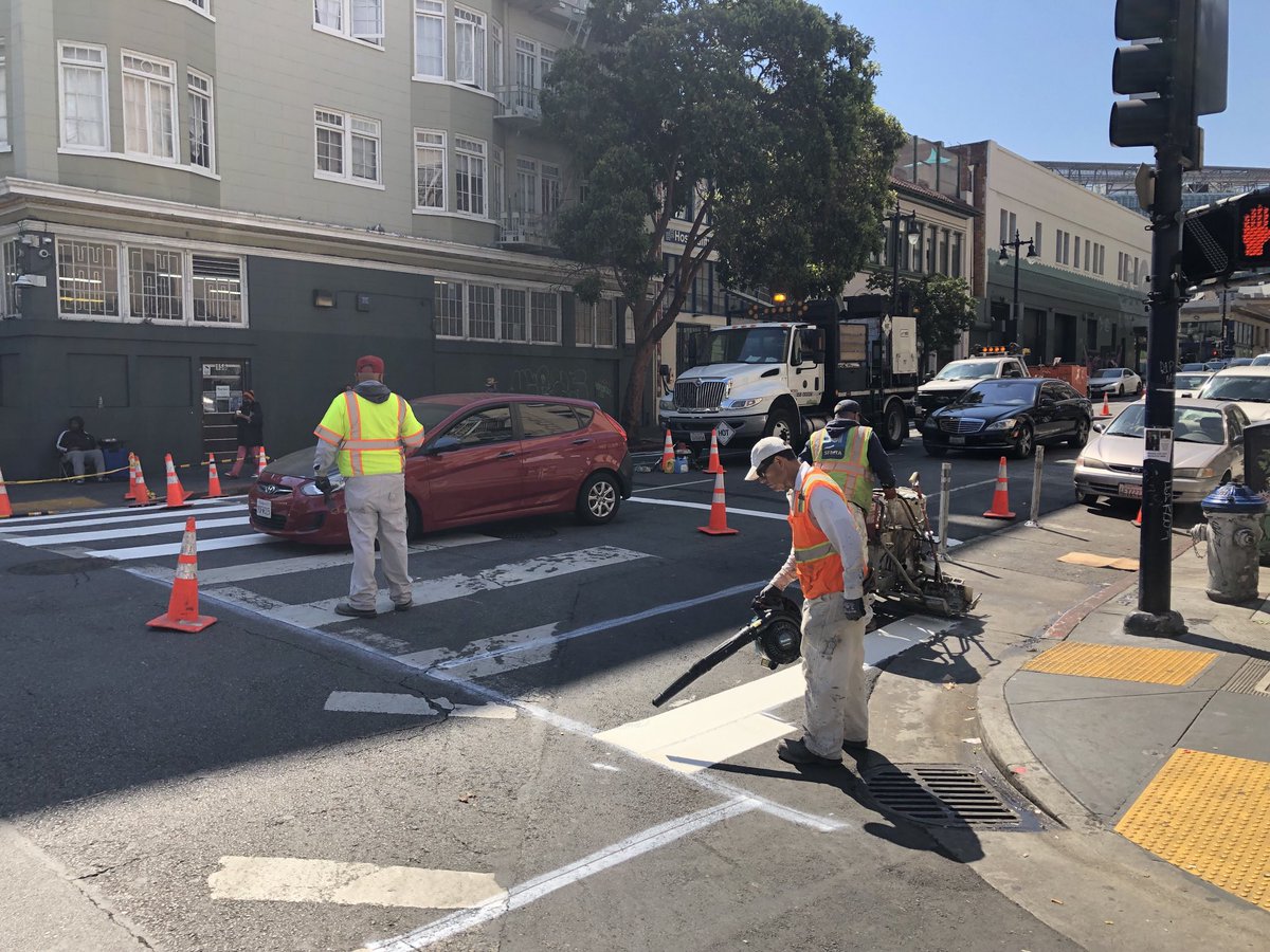 TLTrafficSafety's tweet photo. Thank you ⁦@SFMTA_Muni⁩ &amp; ⁦⁦@DeanPreston⁩ ! We desperately need safer &amp; more accessible bus stops. Particularly for the numerous youth, seniors &amp; people with disabilities that use this bus stop - Turk &amp; Leavenworth. Much appreciated step in making streets safer. https://t.co/sJqkZI4EaK