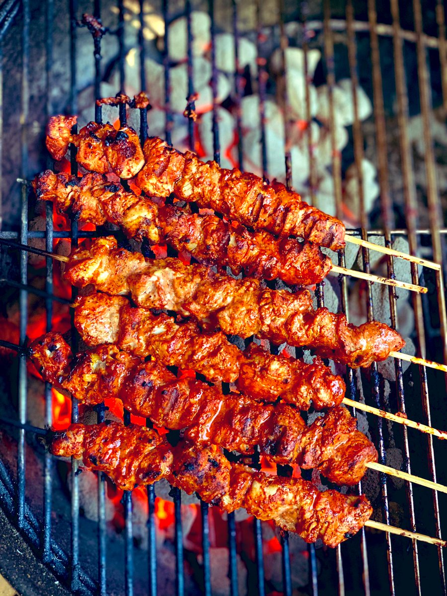 al pastor skewers on the trusty weber kettle.