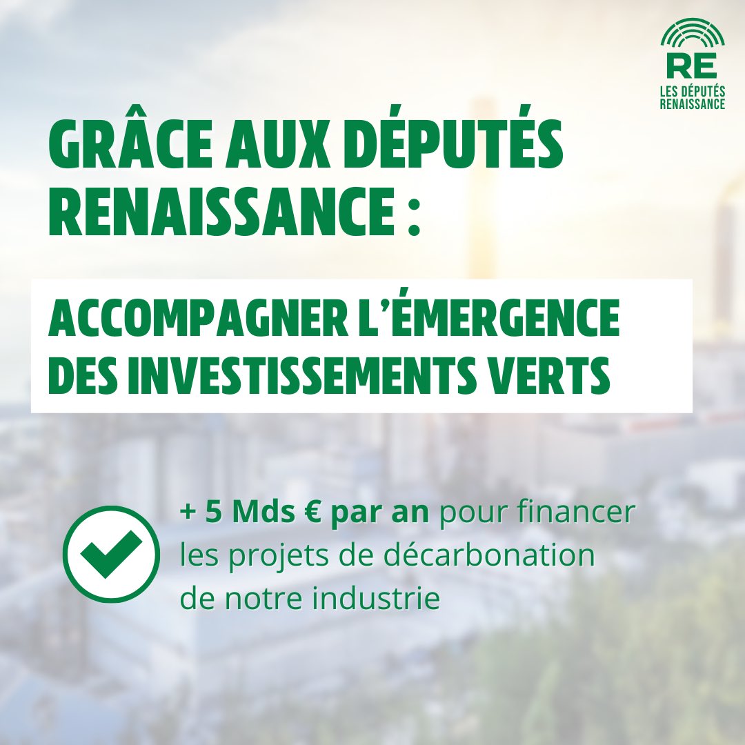 ✅ Encourager l'épargne des Français à l'accompagnement des investissements verts et au soutien à l'économie réelle. 

#IndustrieVerte