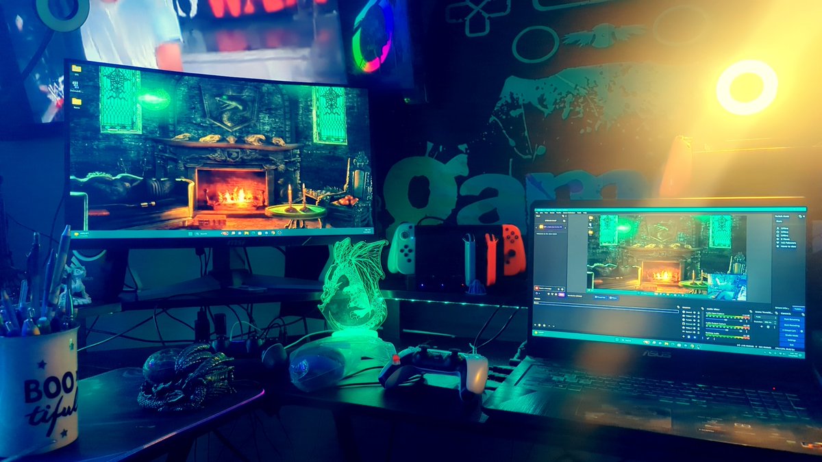 GoingGhostie94's tweet photo. It only took about six hours 🥴🥴 but the new desk is set up and the electronics are following! Stay tuned for new streams! #goingghostie94 #twitchstreamer #retrogames #gamergirl https://t.co/nxMg3AXXeo