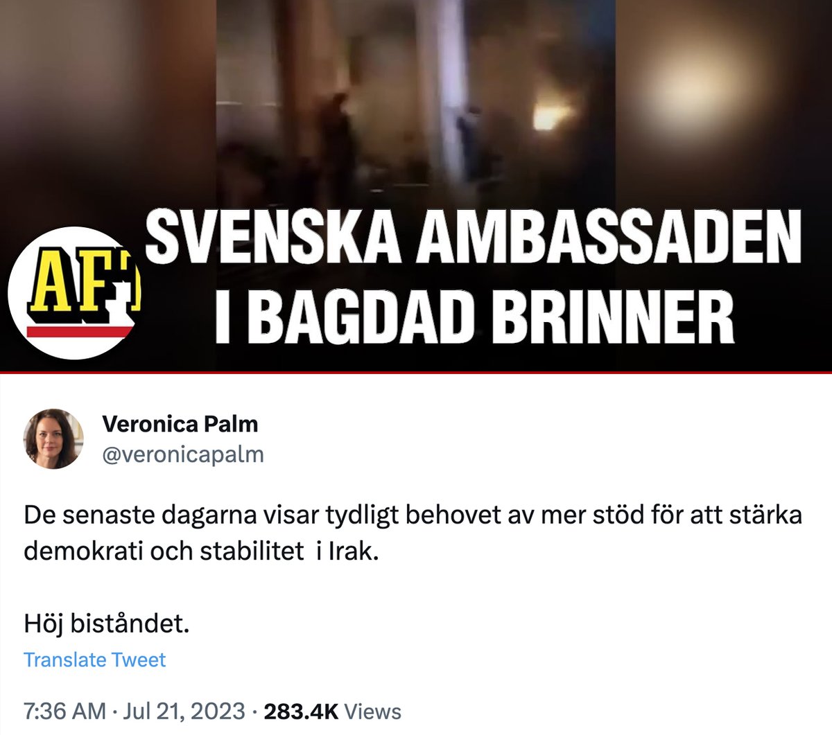 VM i socialdemokrati: De bränner ambassaden hotar våra företag. S: höj deras bidrag.