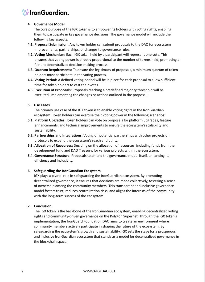 We’ve just released our #whitepaper  📑 

Take a look into our vision at <a href="/IronGuardians/">IronGuardian</a> and our DAO community and let us know your thoughts!

Link below to join us 🚀☄️

app.aragon.org/#/daos/polygon…