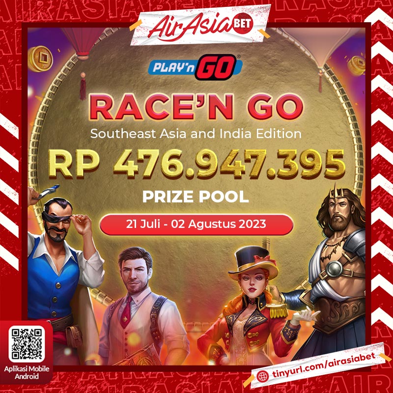 AirasiabetO's tweet photo. Hari-hari sepi ga ada tantangannya? Sini cobain sensasi main di AIRASIABET 🏎️💨

Siapkan dirimu untuk merasakan keseruan dalam Tournament Race’n Go (Shouteast Asia &amp; India Edition) dari Play'n Go! Menangkan total hadiah Rp 476.947.395. Jangan lewatkan periode 21 July - 02 Agustus https://t.co/5r5qWliwXc