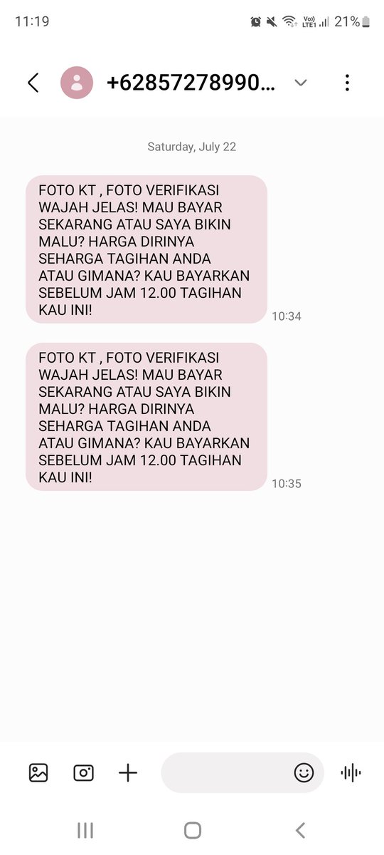 rakyatvspinjol's tweet photo. Halo @KSPgoid selama ini apakah tidak tahu bahwa @ojkindonesia dan AFPI telah gagal melindungi nasabah pinjol legal dari DC yg sudah tidak tahu aturan? Berikut adalah ancaman yang saya dapat dari pinjol Adakami. Masih banyak nasabah2 di luar sana yang menerima ancaman lebih parah https://t.co/TBO1Z9PfXu