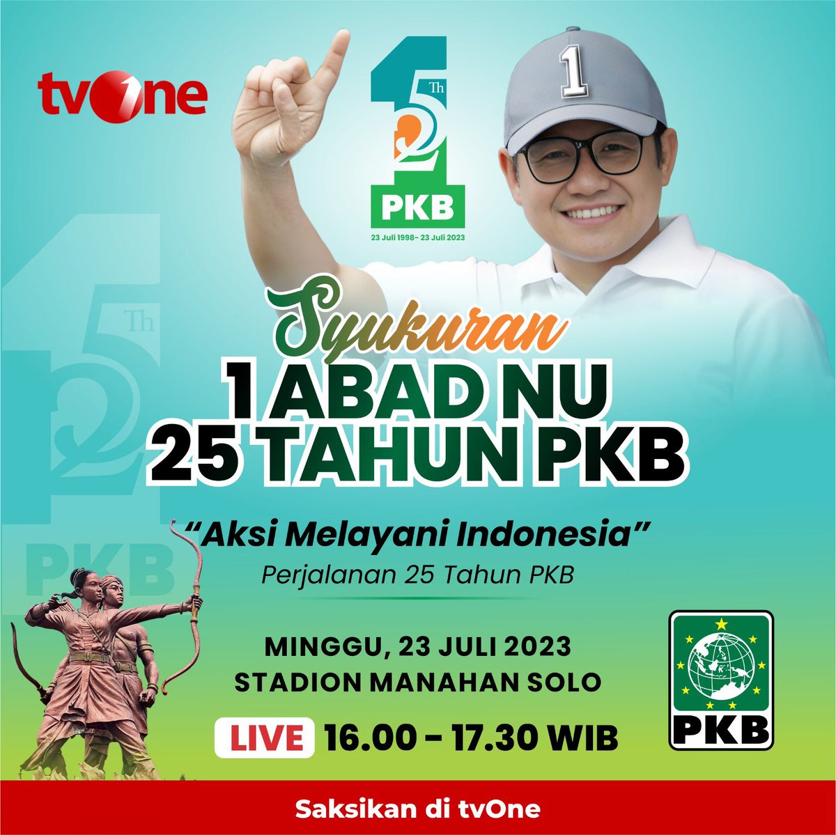 cakimiNOW's tweet photo. Yang tidak sempat ke Solo bisa menikmati melalui TVOne Live besok sore jam 16   #25TahunPKB https://t.co/h6jfgN0hdo