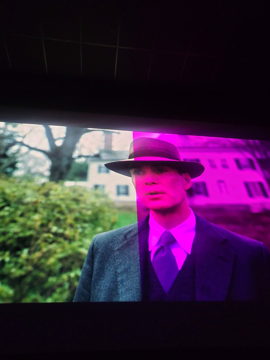 My sister just saw Oppenheimer and something went wrong and half the screen was pink for the last 20 minutes of the movie so she got the true Barbenheimmer experience