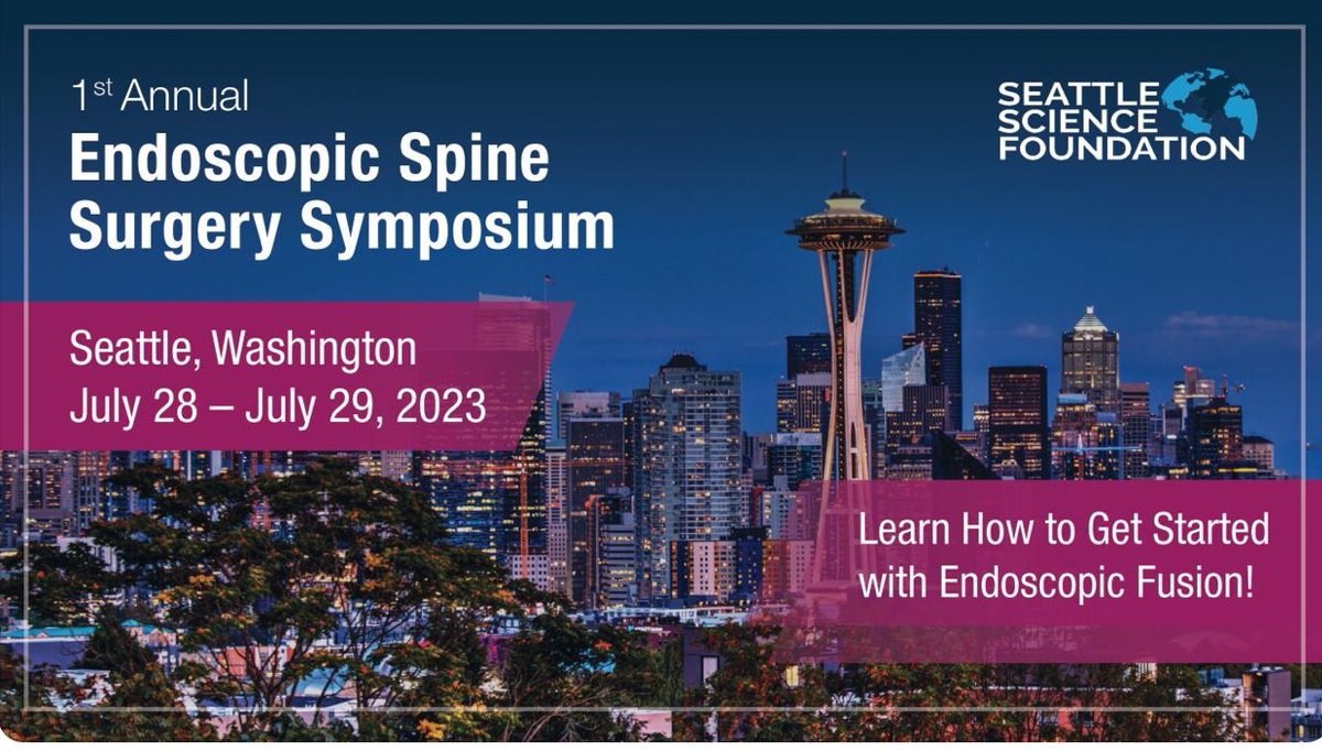 DrJonOh's tweet photo. @youngneuros Join us in beautiful Seattle,WA for this amazing event hosted by @SeattleSciFdtn. I learned #EndoscopicSpineSurgery under @Hofstetter_MD @UWNeurosurgery and now I’m returning to teach as faculty! #ESRG #SPINEhealthie @WashUNeurosurg @BJC_HealthCare #WeAreBuilding https://t.co/yYLPtXs9DH