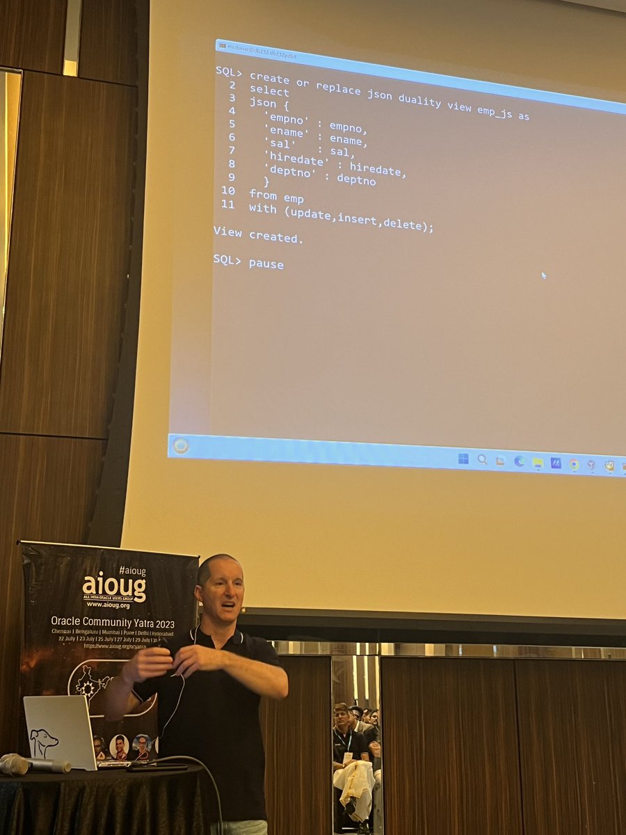sandeshr's tweet image. @connor_mc_d talks #Oracle23c and #jsonduality #OCYatra2023
aioug.org/ocyatra #Chennai @AIOUG @aioug_chennai