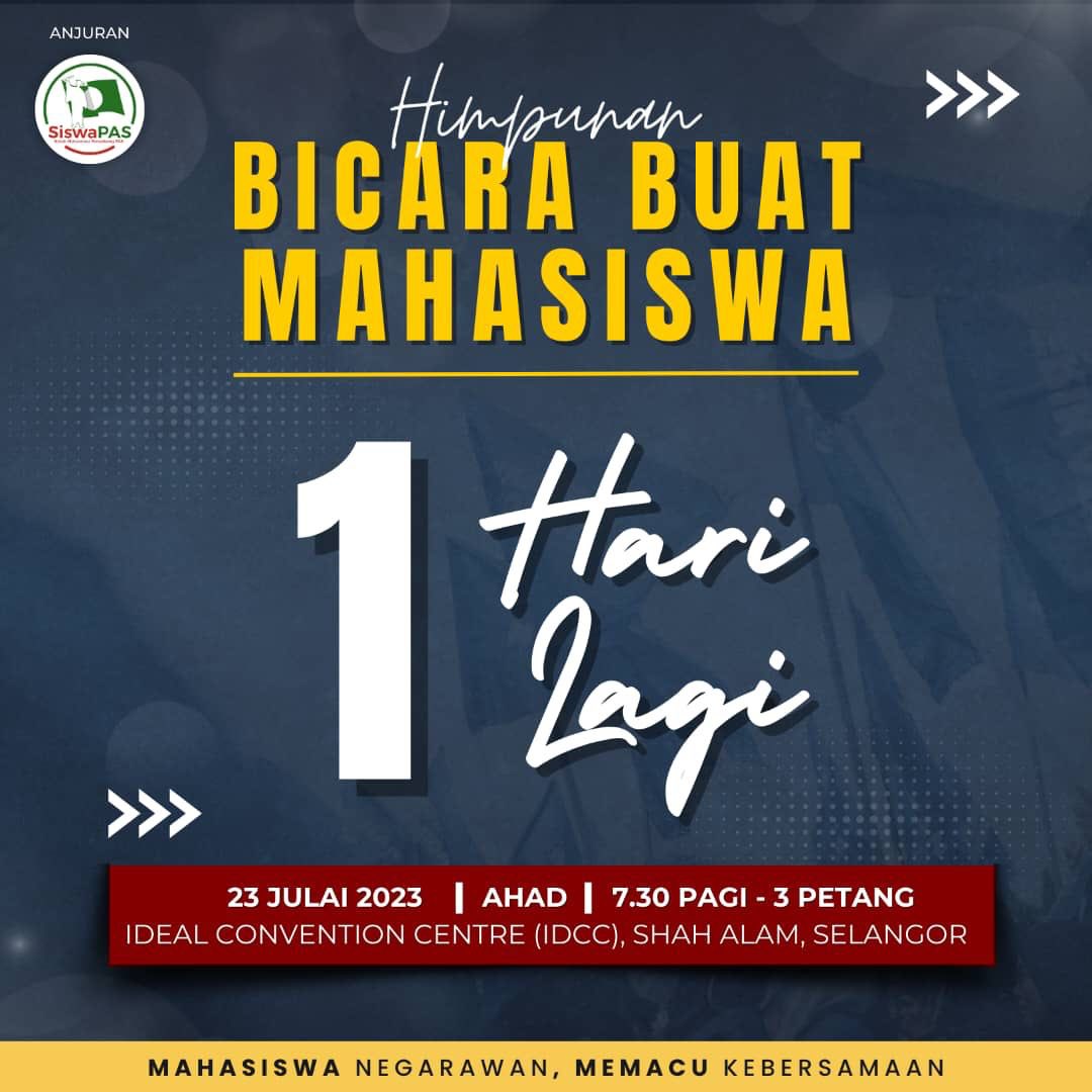 SiswaPAS_Sel's tweet photo. 1 HARI LAGI MENJELANG HIMPUNAN BICARA BUAT MAHASISWA 

Ayuh semua mahasiswa sekalian 💪 Berbaki beberapa jam sahaja lagi 🔥 

Jangan lupa daftarkan diri anda

Untuk pendaftaran:
https://t.co/UrDu7LFinL https://t.co/lAw2vv7thi