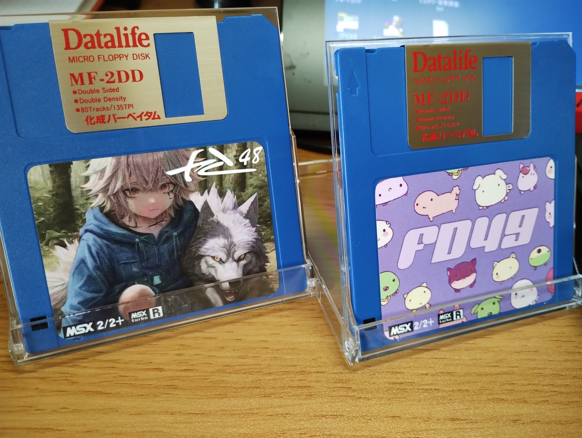 ipheion78's tweet photo. バーベイタム(Verbatim)の #フロッピーディスク 使って
#fd48 と #fd49 を仕込んでみた。
#MSX https://t.co/GIVnna44Bo