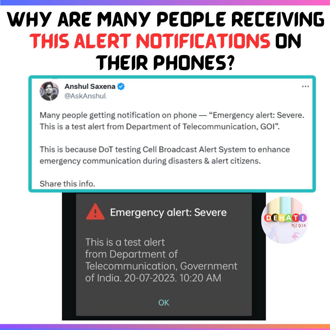 DehatiMedia's tweet image. Why are many people receiving this alert notifications on their phones?
#emergency #emergencyalert #alertnotification #notification #NewsUpdate 
@AskAnshul