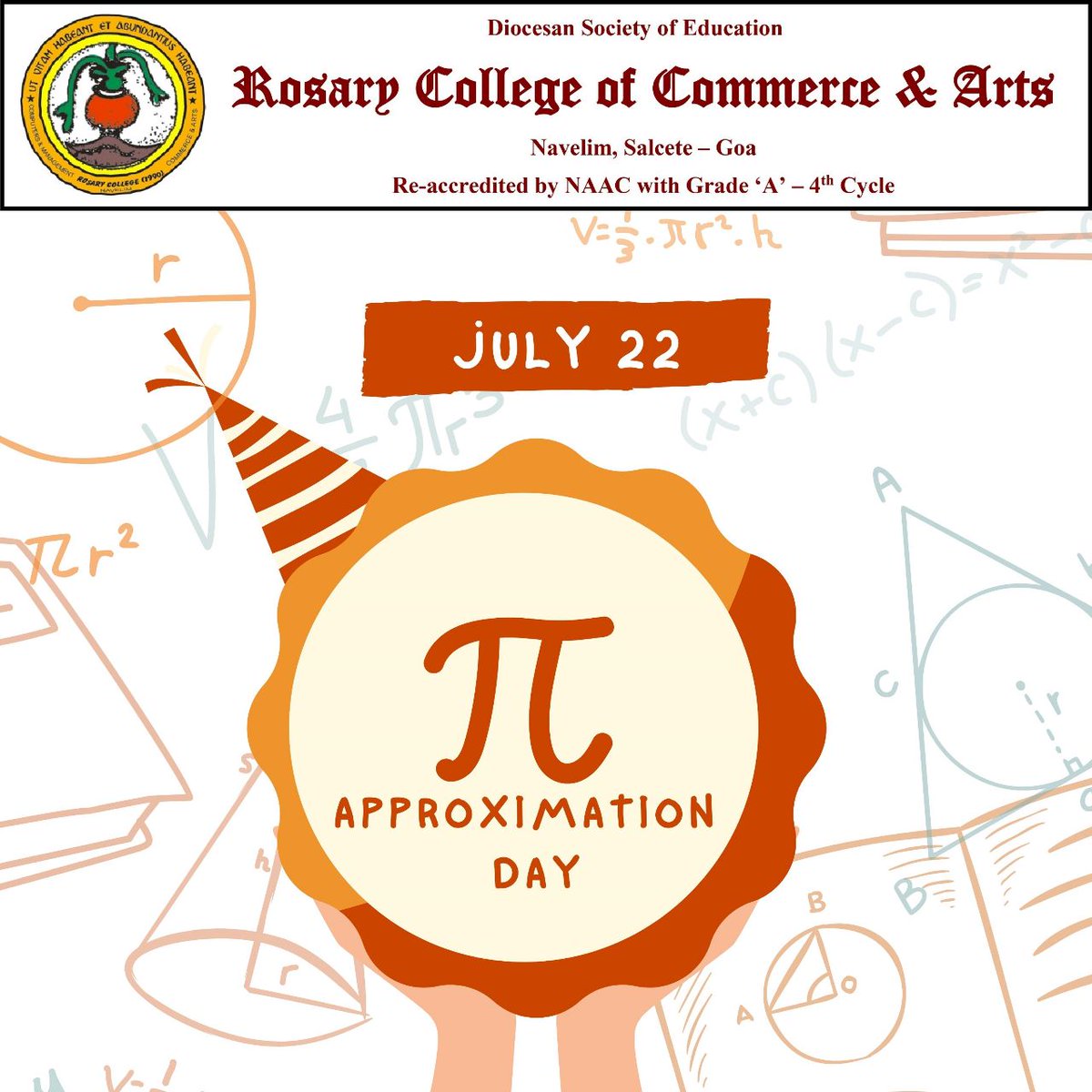 🥧 Happy Pi Approximation Day! 🤓🎉 Let's raise a π and celebrate the infinite wonder of mathematics! 📐🔢 #RCCA #PiApproximationDay  #InfiniteWonders @eduminofindia