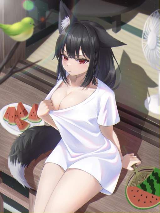 これは去年の夏に描いた黒ちゃん  頑張って上手に描こうとしてる痕跡があります  #絵フブキ #黒上フブキ